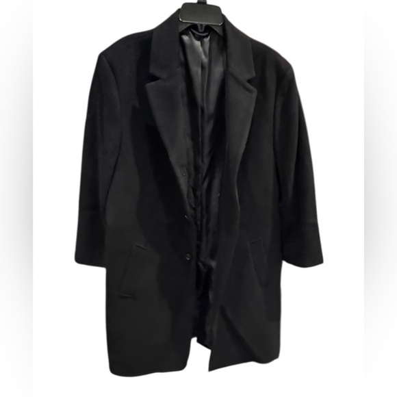 Men’s Hathaway Platinum Wool and Cashmere Blend Black Long Dress Coat- Size 46R - Picture 4 of 7